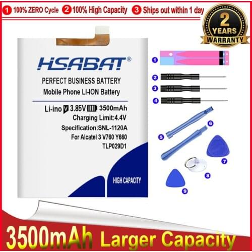 HSABAT 0 Cycle 3500mAh TLp029D1 Battery for Alcatel 3 3X 5 For TCL V760 Y660 High Quality Mobile Phone Replacement Accumulator