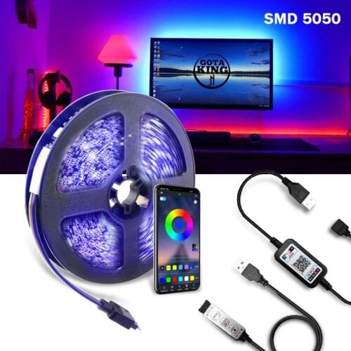 Bluetooth USB LED Strip Light 5050 SMD DC 5V USB RGB Lights Flexible LED Lamp Tape Ribbon RGB TV Desktop Diode Tape adapter