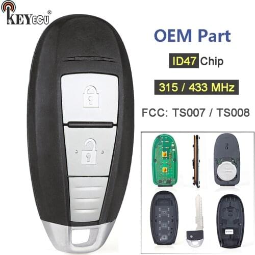 KEYECU 315MHz / 433MHz PCF7953 / ID47 TS008 / TS007 OEM 2 Button Remote Key Blank Fob for Suzuki Swift SX4 Vitara 2010-2016