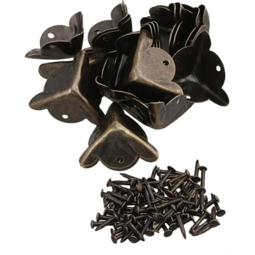 Bronzy Wooden Case Jewelry Box Corner Protector 19 x 19mm Furniture Hardware Pack of 20