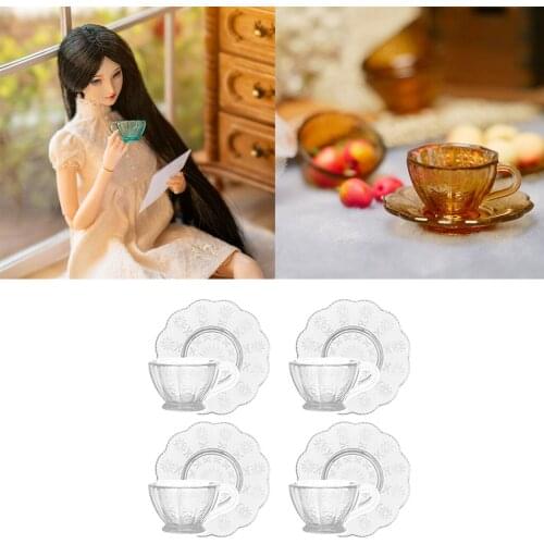 Dollhouse decoration kitchen accessories, 8 kitchen tea cup set plate cup plate