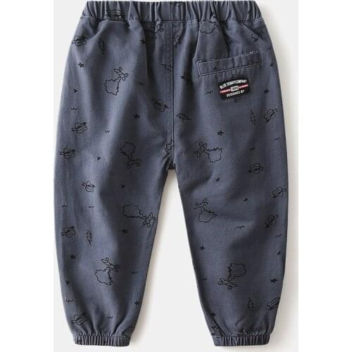 Baby Boys Casual Pants Spring Autumn New Kids Korean Loose Cotton Trousers Fashion Print Elastic Waist Pants for Boy 2-7 Years