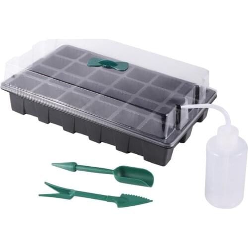 Garden Flower Vegetable Plant Seedling Nursery Box 24 Cells Germination Pots Watering Squeeze Bottle Shovel Kit Cultivation Tray