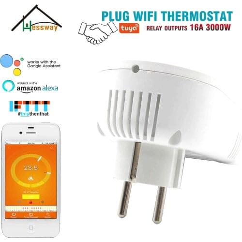 HESSWAY TUYA 16A 3KW WIFI thermostat smart plug EU for electric floor heating