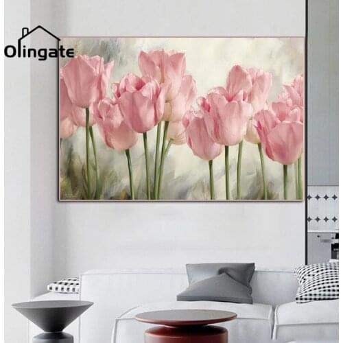Art Classic Pink Flowers Canvas Painting Realist Posters and Prints of One Piece for Home Bedroom Dining Room Wall Decoration