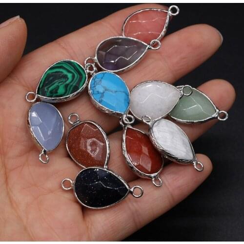 2Pcs Natural Stone Connector Section Drop-Shaped Semi-Precious For Jewelry Making DIY Necklace Bracelet Anklet Accessory