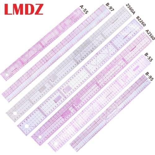 LMDZ Sewing Ruler Tailor Ruler Sewing Curve Ruler Double Side Metric Straight Ruler Plastic for Fabric Patchwork Cloth Cutting