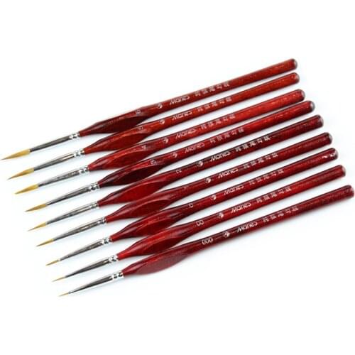 9pcs 000~6 Sable Detail Art Nail Drawing Brush Miniature Gel Carving Paint Brush Set DIY Nail Painting Tool Set