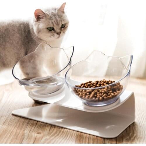 Antiskid Double Bowls With Raised Stand Pet Food And Water Bowl Creative Design For Cat And Puppy Supplies