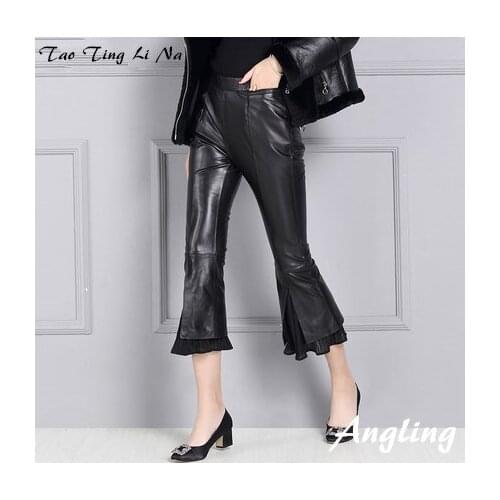 Top brand High 2020 Women Waist Slim Sheepskin Print Pants KP10 high quality