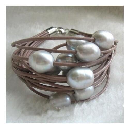New Arrival Favorite Pearl Bracelet 15 Rows Freshwater Pearl Gray Bracelet Magnet Clasp Fine Jewelry Charming Lady Gift