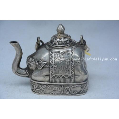 Very rare Qing Dynasty (QianLong1711-1799)silver Elephant teapot,Decoration