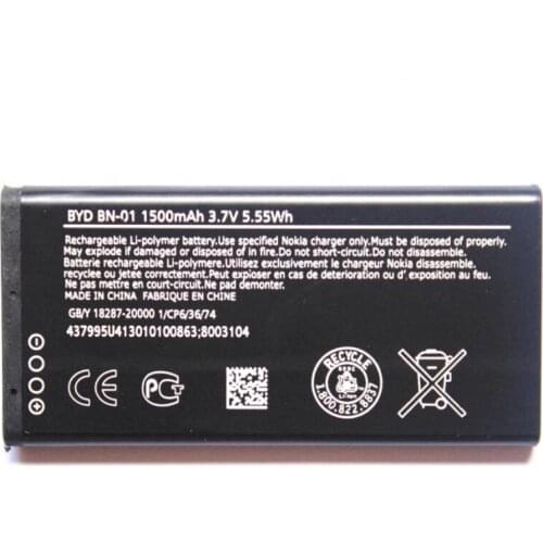 Original BN-01 phone battery for Nokia Lumia X 1045 RM-980 X2 X Plus 1013 BN-01 1500mAh