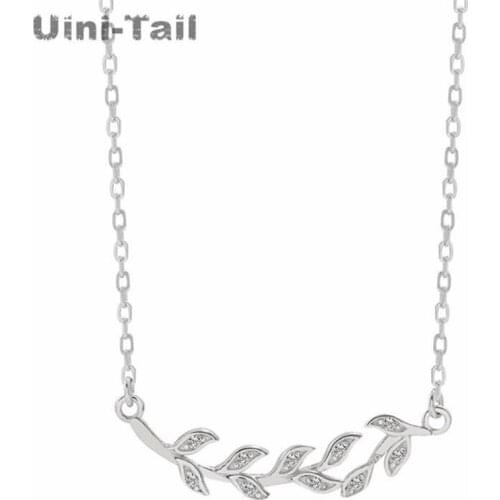 Uini-Tail hot new 925 sterling silver branches and leaves micro-inlaid necklace Korean fashion trend high-quality jewelry GN598
