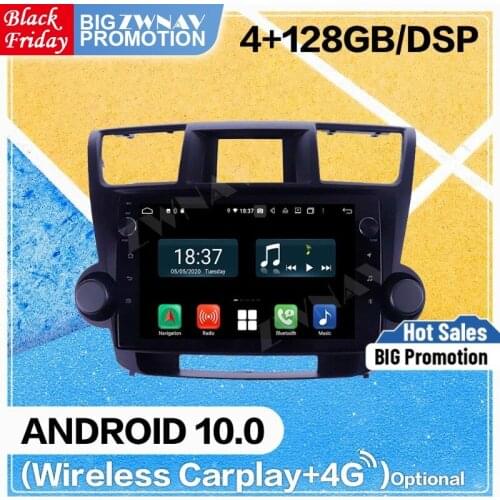 4+128G DSP Carplay Android 10 Screen Player For Toyota Highlander 2009 2010 2011 2012 2013 GPS Auto Radio Audio Stereo Head Unit