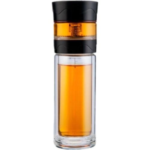 350ml Portable Tea Leaf Separation Double-layer High Temperature Glass Office Tea Cup