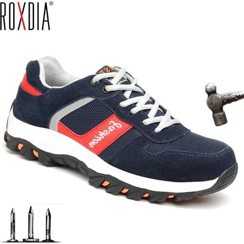 Drop shipping outdoor industry men safety shoes steel toe cap anti hit breathable work boots sneakers plus size 39-46 RXM206