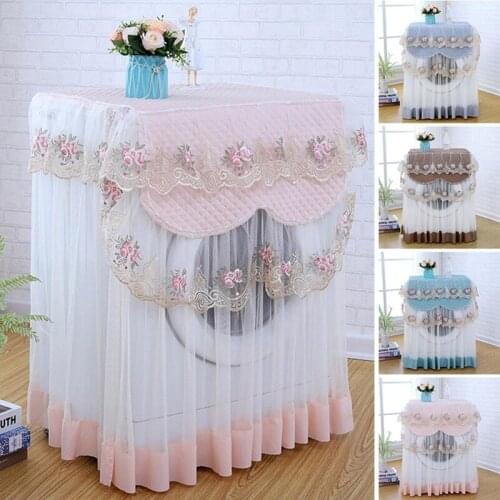 Washable Lace Dust Proof Protector Floral Style Home Decor Washing Machine Cover 4 Colors Decoration Appliance Protector Case