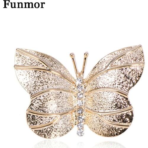 Funmor Luxury Butterfly Brooch Crystal Pins Women Girls Dress Windbreaker Scarf Decoration Jewelry Party Wedding Ornaments Gifts