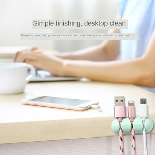 Creative Silicone Wire Organizer 2 Packs Simple Paste Computer Desktop Data Cable Clip 3 Card Slots Winder USB Cable Protector