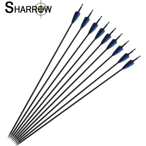 6pcs 31.5Inch Archery Mixed Carbon Arrow with Blue and Black Spine 500 for Compound/Recurve Bow Shooting Hunting Accessories