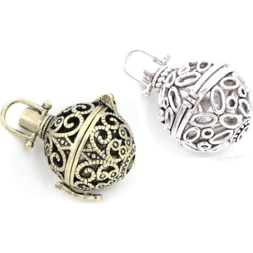 1pcs 21x32mm Antique Bronze Lockets Filigree Lucky Magic Box Antique Silver Plated Locket Charm Necklace Pendants