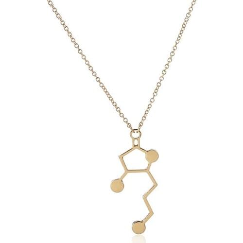 Everfast 1pc Whiskey Molecule Pendant Necklace Chemistry Jewelry Silver Gold Color Women Charm Necklaces Gift