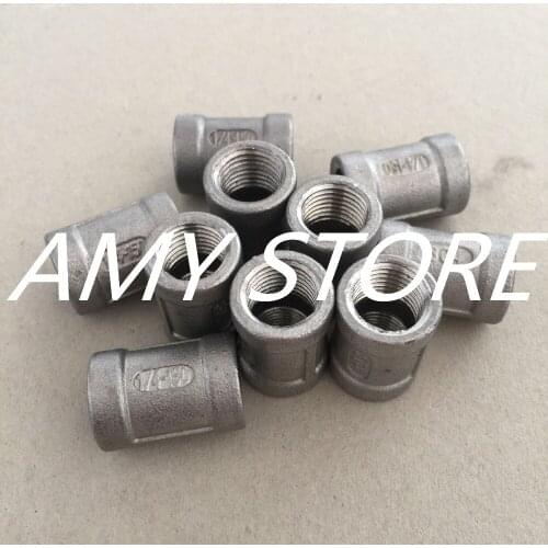 10PCS 1/4"Female x 1/4" Female Couple Stainless Steel 304 Threaded Pipe Fitting BSP