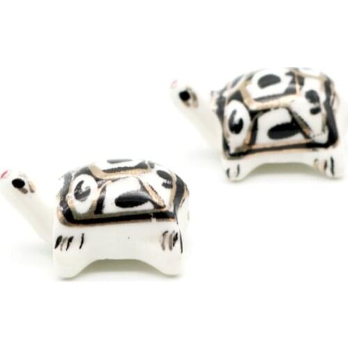 10pcs/lot New Arrival Smarter Animals Beads 24x16mm Mini Tortoise Shape Porcelain Charm Fit DIY Popular Jewelry Accessories Make