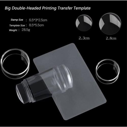 1PC-New HOT!!! Clear Silicone Nail Stamper Scraper Set Transparent Nail printing Tools For Stamping Plate Template#YZ040