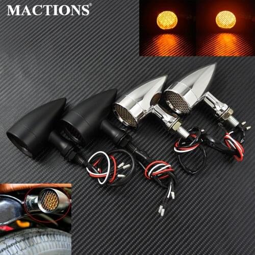 2Pcs Motorcycle Retro Bullet LED Turn Signal Brake Light Mesh Lens Lamp For Harley Sportster Chopper Bobber For Yamaha For Honda