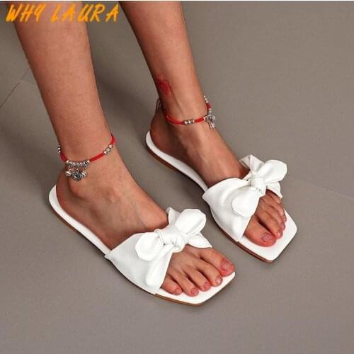2021 Summer Bow Sandal Slipper Indoor and Outdoor Sandal Slipper New Fashion Go with Womens Casual Slipper Large Size 35-43