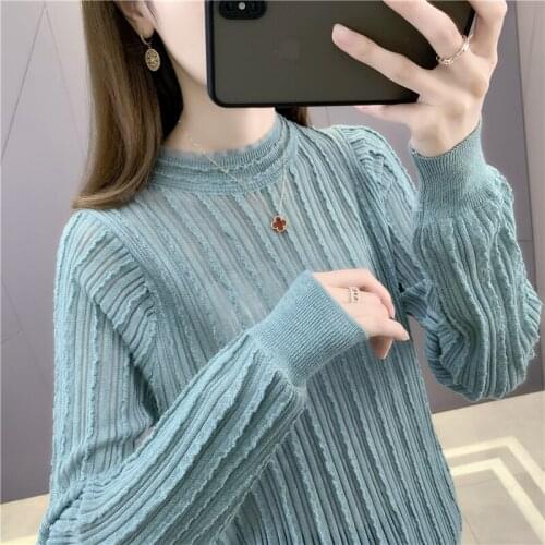 20972 (on No. 1, row 1, room 6) solid color lace splicing vertical stripe Pullover Sweater 44