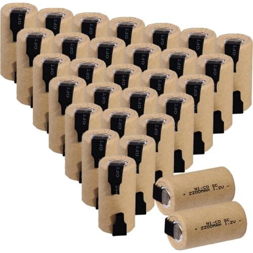 30 pcs SC battery 4.25cm*2.2cm 2200mah 1.2V NICD SUBC batteries real capacity fast delivery to RUSSIA SPAIN FRANCE UK US