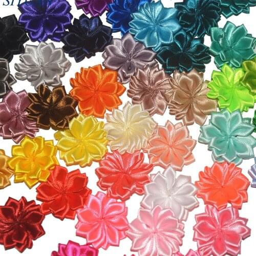 400pcs/lot You Pick Color 3.5cm Smooth Mini Silk Satin Flower with 16 Petals Headwear DIY Boutique Accessories TH241