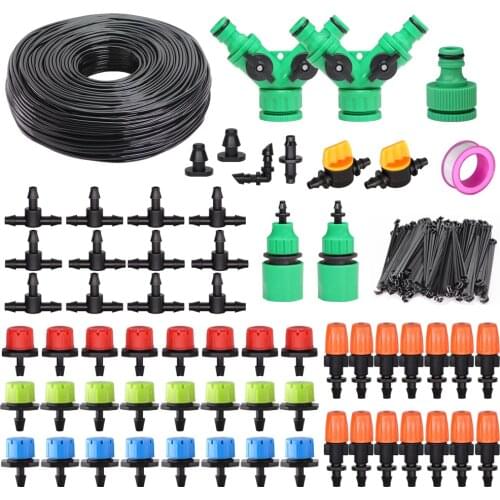 5-50m Garden Drip Irrigation System 1/4'' Automatic Watering Kits Adjustable 8 Hole Dripper With Spray Misting Cooling Sprinkler