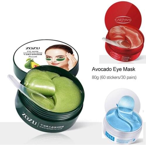 60pcs Avocado Eye Mask Patches Remove Dark Circles Moisturize Eye Mask Crystal Collagen Gel Mask Eye Care Skin Care TSLM1