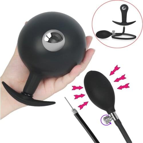 Built-In Rolling Steel Ball Inflatable Anal Plug Separate Dildo Pump Male Prostate Massager Vagina Anal Dilator Couple Sex Toys