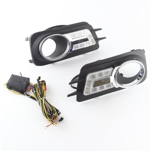 Car Flashing 1Pair LED fog DRL Daytime Running Light Daylight driving yellow Signal lamp For Volkswagen VW Tiguan 2010 2011 2012