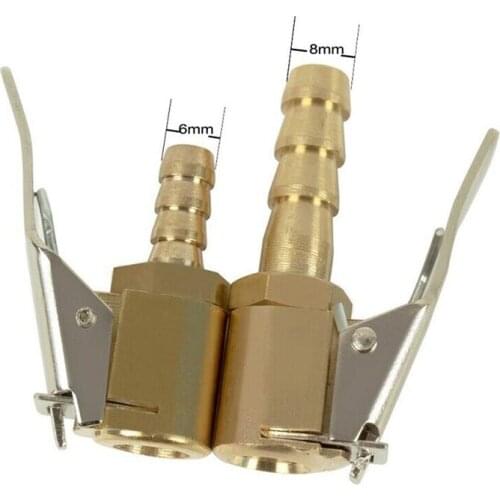 Car Auto Brass 8mm 6mm Tyre Wheel Tire Air Chuck Inflator Pump Valve Clip Clamp Connector Adapter Tyre Valve Connector Clip-on