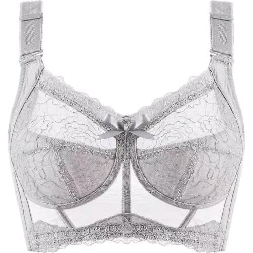 Womens Sexy Plus Size Sheer Lace Bra Non Padded Wirefree Balconette 34 36 38 40 42 44 B C D E F