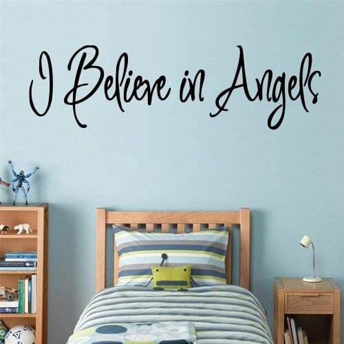 Black Stickers I believe in Angels Home Decor Modern Acrylic Decoration Waterproof Wall Decals Home Decoration Wallpaper