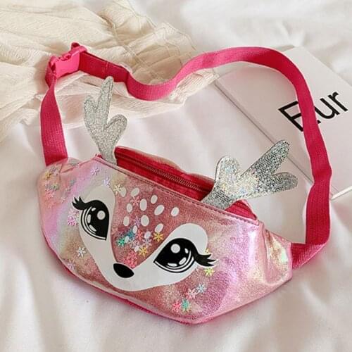 2020 Kids Elk Print Waist Fanny Pack Belt Pouch Travel Hip Bum Shoulder Bag Purse 5 Colors