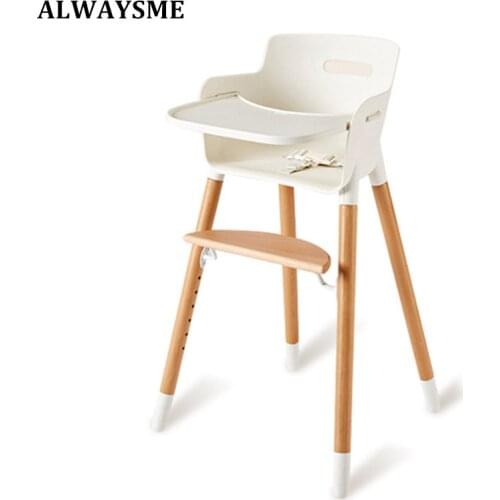 ALWAYSME Wood Feet Baby Kids Children Highchairs Booster Seats Baby Dinner Chair Baby Feeding Chairs