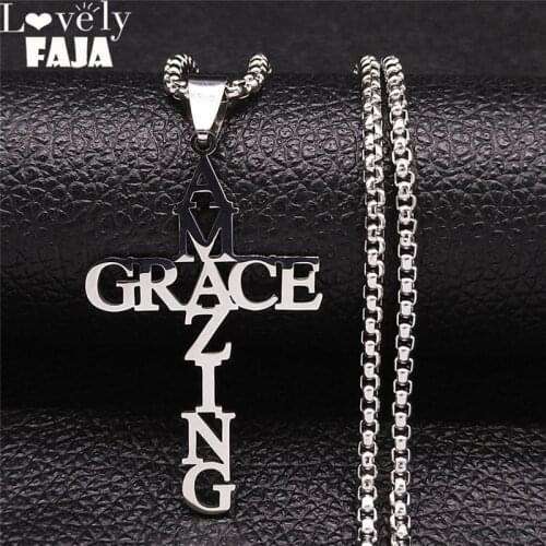 GRACE AMAZING Cross Stainless Steel Necklace Women/Men Pendant Necklace The Wheel of Fortune Jewelry cadenas mujer N1197S03