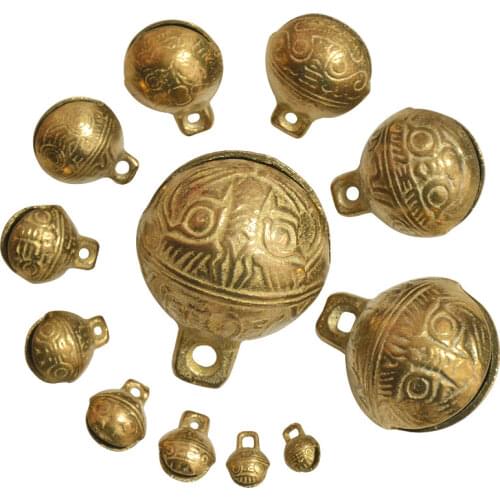 Chinese Feng Shui Vintage Style Tibetan Brass Bell Tiny Bead Craft Decorative Tiger Head Ethnic Bracelet Home Decoration