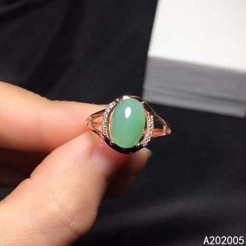KJJEAXCMY fine jewelry 925 sterling silver inlaid natural jadeite adjustable Female ring luxury Support test hot selling