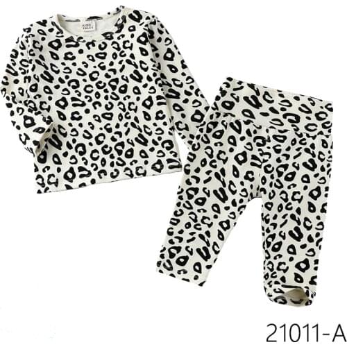 Baby Clothing Leopard Sets Autumn Baby Girs Clothes Infant Cotton Girls Clothes Tops +Pants 2pcs Underwear Outfits Kids Clothes