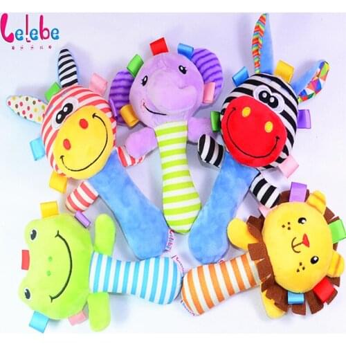 Lelebe Baby Kid Toy Ring Bell BB Baby Early Educational Doll Rod Cute Cartoon Animal Musical Plush Rattle Squeaker Toy