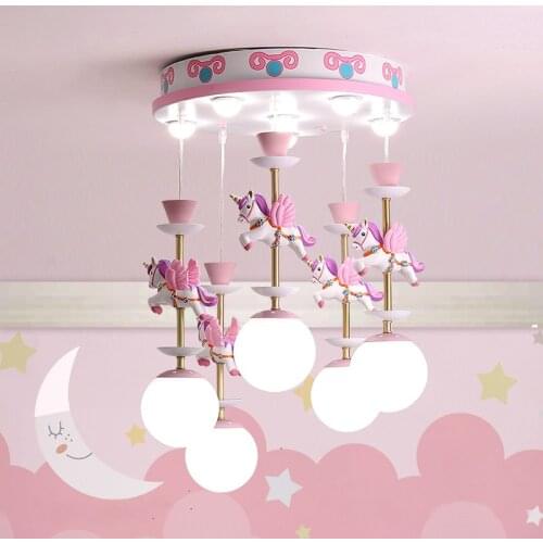 Carousel childrens room chandelier lamp boy and girl living room restaurant bedroom lights